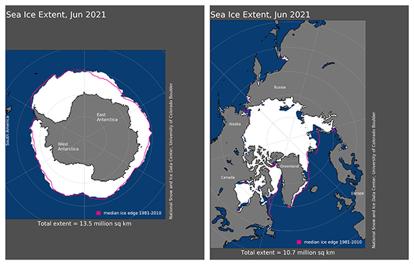 קרח הים הארקטי יוני 2021