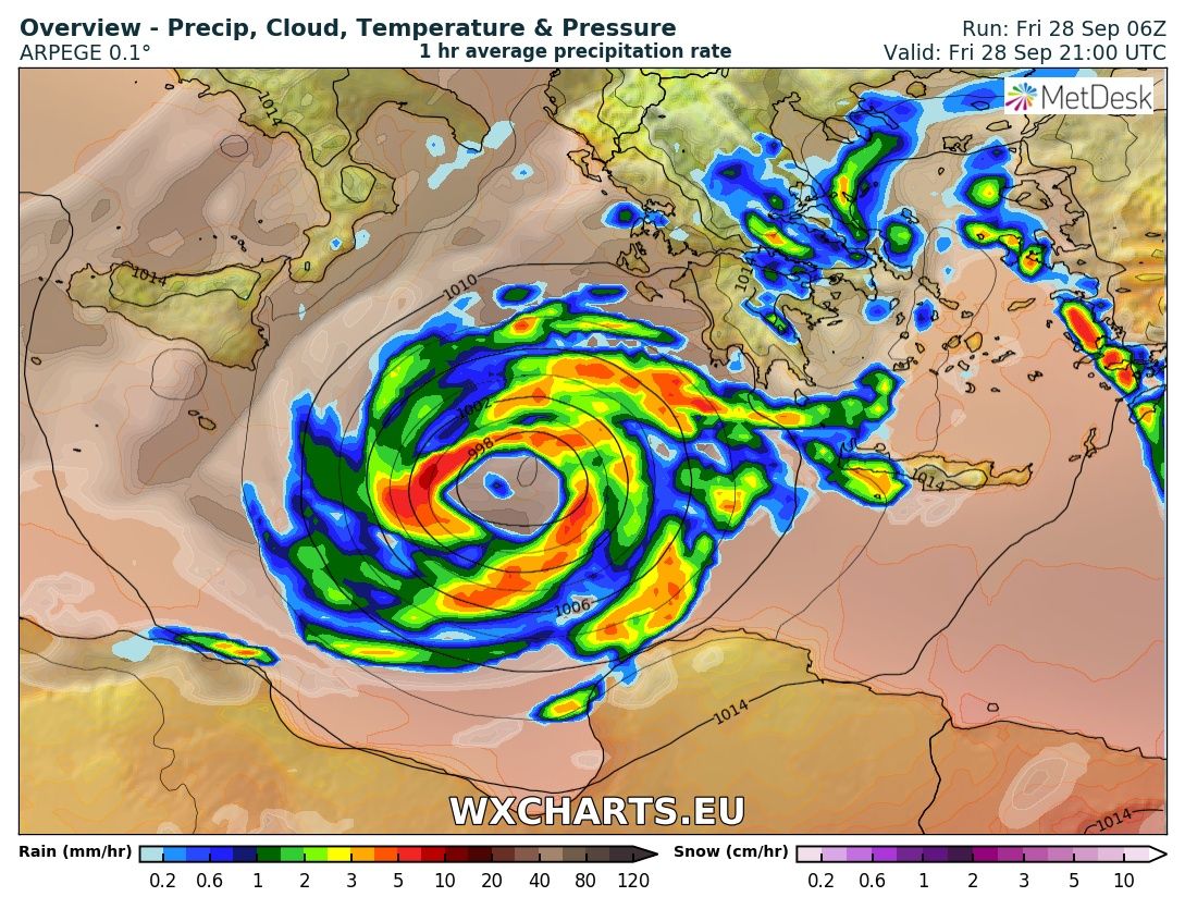סופה טרופית במרכז הים התיכון