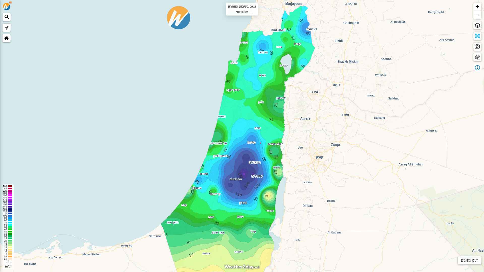 סיכום משקעים למערכת