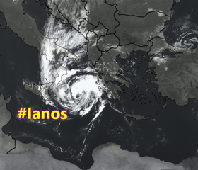 מדיקן Ianos - סופה טרופית ים תיכונית תכה ביוון