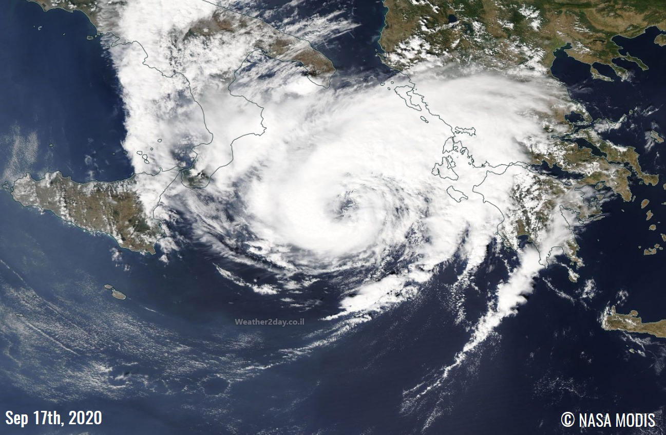 Medicane Ianos - MODIS satellite image, sept 17th