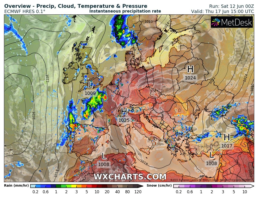 חזית סופות רעמים, חשש מהצפות במרכז ובמערב אירופה