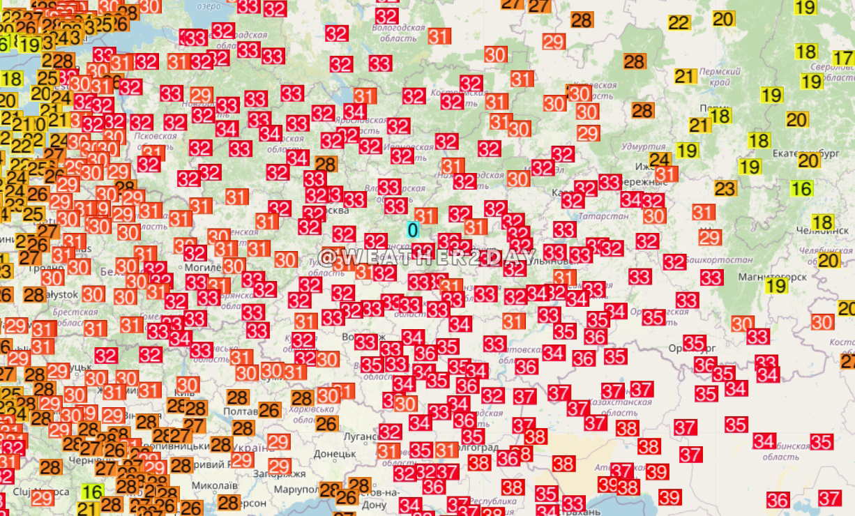 טמפרטורות היום ברחבי רוסיה