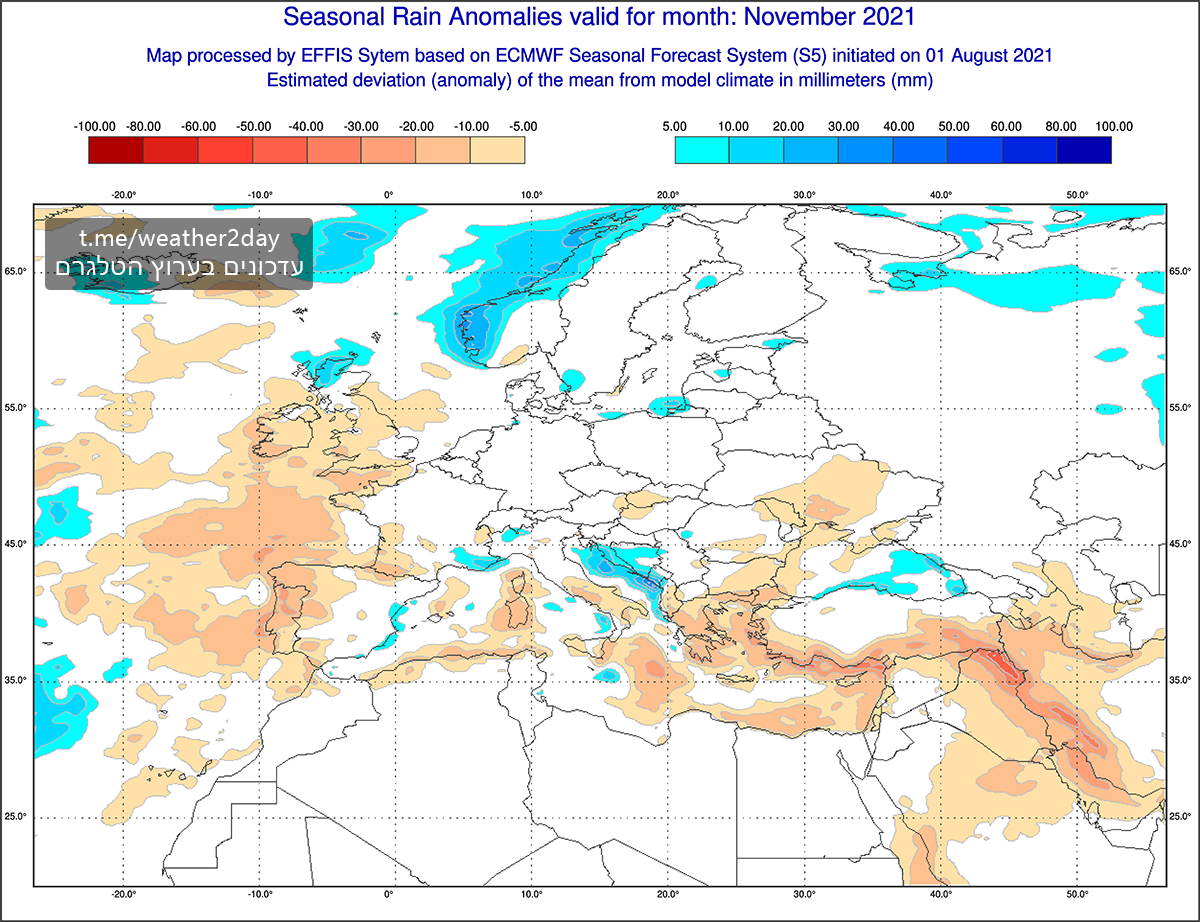 תחזית עונתית נובמבר 2021 ECMWF