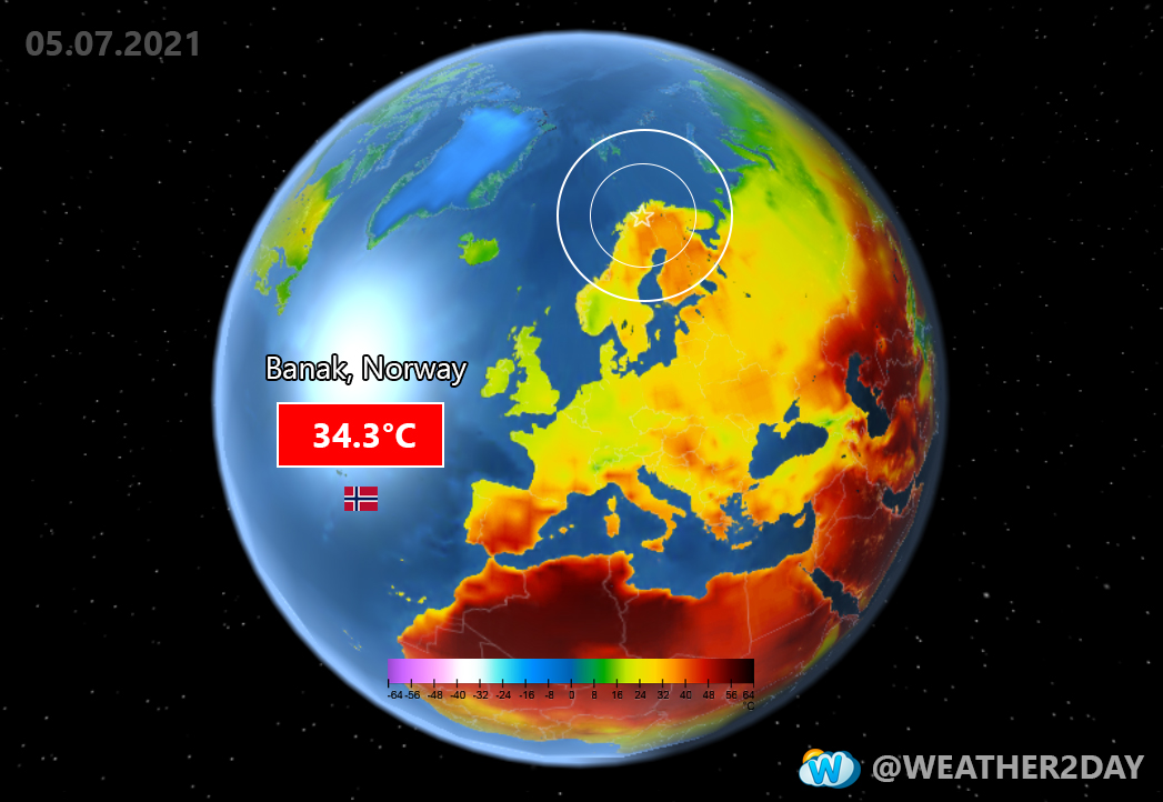 שיא טמפרטורה בנורווגיה שבצפון אירופה