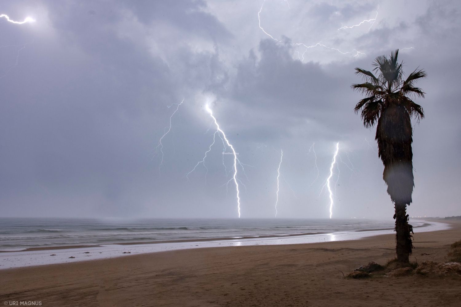 ברקים בחוף מעגן מיכאל. צילום: אורי מגנוס
